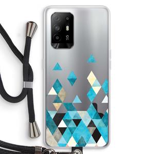 CaseCompany Gekleurde driehoekjes blauw: Oppo A94 5G Transparant Hoesje met koord