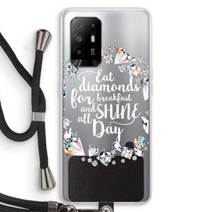 CaseCompany Diamonds: Oppo A94 5G Transparant Hoesje met koord