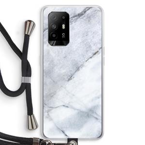 CaseCompany Witte marmer: Oppo A94 5G Transparant Hoesje met koord