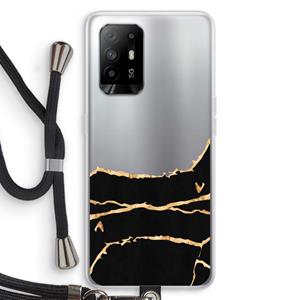 CaseCompany Gouden marmer: Oppo A94 5G Transparant Hoesje met koord