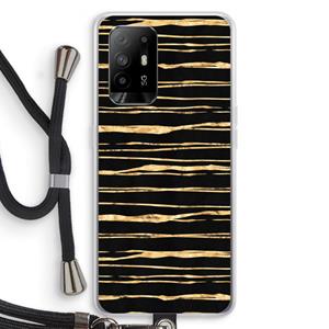 CaseCompany Gouden strepen: Oppo A94 5G Transparant Hoesje met koord