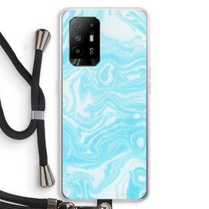 CaseCompany Waterverf blauw: Oppo A94 5G Transparant Hoesje met koord