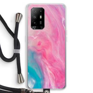 CaseCompany Roze explosie: Oppo A94 5G Transparant Hoesje met koord
