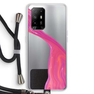 CaseCompany Paarse stroom: Oppo A94 5G Transparant Hoesje met koord