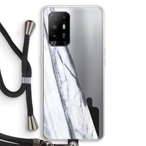 CaseCompany Gestreepte marmer: Oppo A94 5G Transparant Hoesje met koord