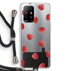 CaseCompany Framboosjes: Oppo A94 5G Transparant Hoesje met koord