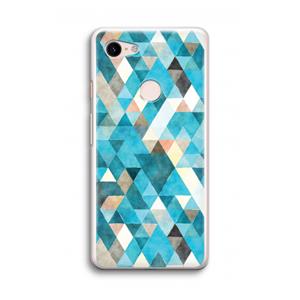 CaseCompany Gekleurde driehoekjes blauw: Google Pixel 3 Transparant Hoesje