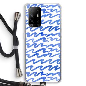 CaseCompany Blauwe golven: Oppo A94 5G Transparant Hoesje met koord