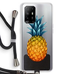 CaseCompany Grote ananas: Oppo A94 5G Transparant Hoesje met koord