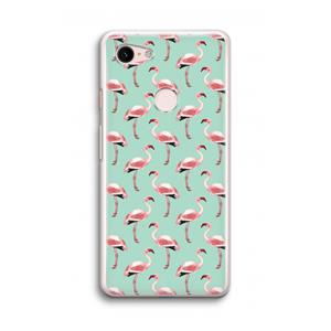 CaseCompany Flamingoprint groen: Google Pixel 3 Transparant Hoesje