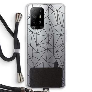 CaseCompany Geometrische lijnen zwart: Oppo A94 5G Transparant Hoesje met koord