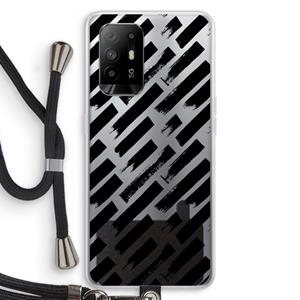 CaseCompany Zwarte vegen: Oppo A94 5G Transparant Hoesje met koord
