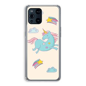 CaseCompany Vliegende eenhoorn: Oppo Find X3 Transparant Hoesje