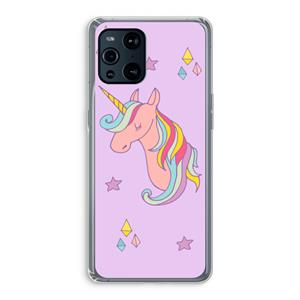 CaseCompany Roze eenhoorn: Oppo Find X3 Transparant Hoesje