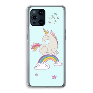 CaseCompany Regenboog eenhoorn: Oppo Find X3 Transparant Hoesje