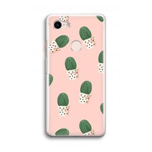CaseCompany Cactusprint roze: Google Pixel 3 Transparant Hoesje