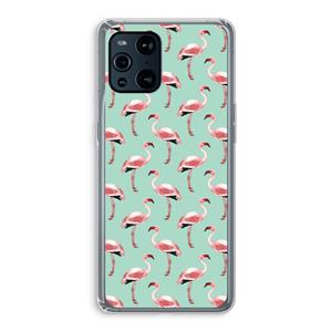 CaseCompany Flamingoprint groen: Oppo Find X3 Transparant Hoesje