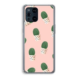 CaseCompany Cactusprint roze: Oppo Find X3 Transparant Hoesje