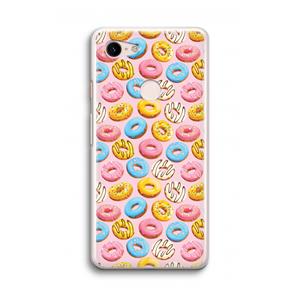 CaseCompany Pink donuts: Google Pixel 3 Transparant Hoesje