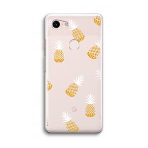 CaseCompany Ananasjes: Google Pixel 3 Transparant Hoesje