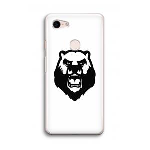 CaseCompany Angry Bear (white): Google Pixel 3 Transparant Hoesje