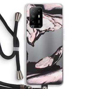 CaseCompany Roze stroom: Oppo A94 5G Transparant Hoesje met koord