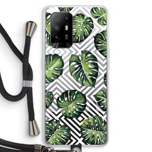 CaseCompany Geometrische jungle: Oppo A94 5G Transparant Hoesje met koord