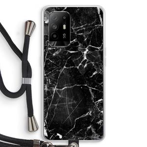 CaseCompany Zwart Marmer 2: Oppo A94 5G Transparant Hoesje met koord