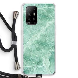 CaseCompany Groen marmer: Oppo A94 5G Transparant Hoesje met koord