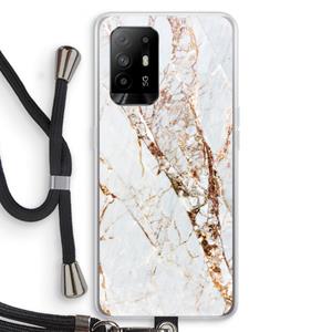 CaseCompany Goud marmer: Oppo A94 5G Transparant Hoesje met koord