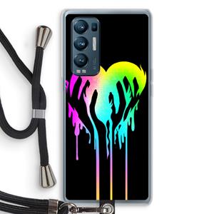 CaseCompany Hold My Heart: Oppo Find X3 Neo Transparant Hoesje met koord