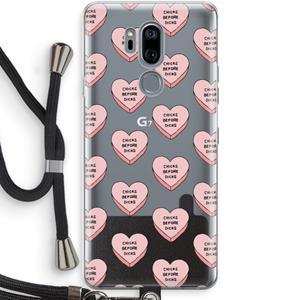 CaseCompany Chicks before dicks: LG G7 Thinq Transparant Hoesje met koord