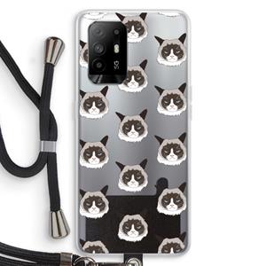 CaseCompany It's a Purrr Case: Oppo A94 5G Transparant Hoesje met koord