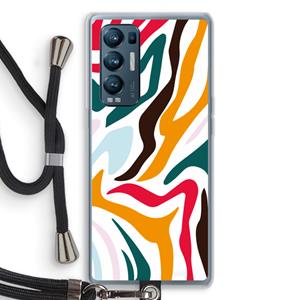 CaseCompany Colored Zebra: Oppo Find X3 Neo Transparant Hoesje met koord
