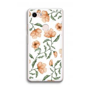 CaseCompany Peachy flowers: Google Pixel 3 Transparant Hoesje
