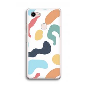 CaseCompany Memphis Shapes Blue: Google Pixel 3 Transparant Hoesje