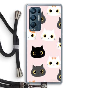 CaseCompany Katten: Oppo Find X3 Neo Transparant Hoesje met koord