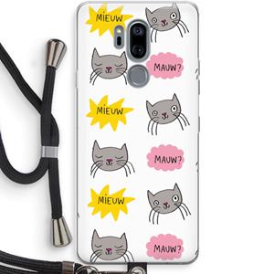 CaseCompany Meow: LG G7 Thinq Transparant Hoesje met koord