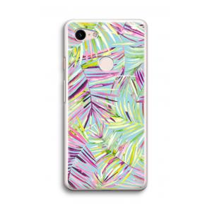 CaseCompany Tropical Palms Blue: Google Pixel 3 Transparant Hoesje