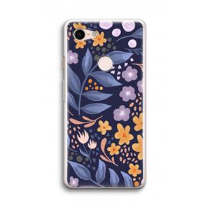 CaseCompany Flowers with blue leaves: Google Pixel 3 Transparant Hoesje