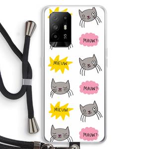CaseCompany Meow: Oppo A94 5G Transparant Hoesje met koord
