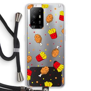 CaseCompany Chicken 'n Fries: Oppo A94 5G Transparant Hoesje met koord