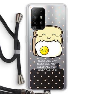 CaseCompany Sleep All Day: Oppo A94 5G Transparant Hoesje met koord