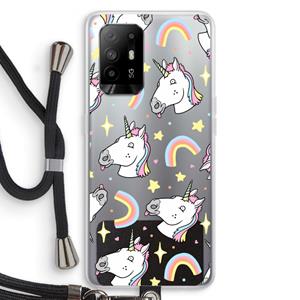 CaseCompany Rainbow Unicorn: Oppo A94 5G Transparant Hoesje met koord