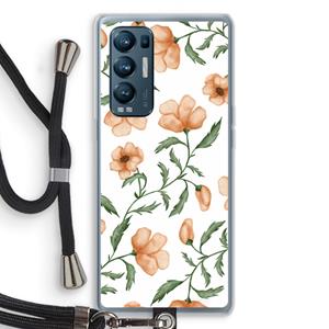 CaseCompany Peachy flowers: Oppo Find X3 Neo Transparant Hoesje met koord