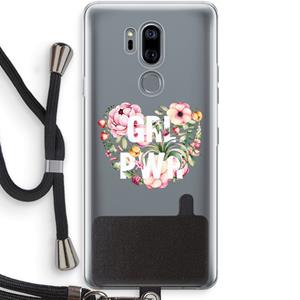 CaseCompany GRL PWR Flower: LG G7 Thinq Transparant Hoesje met koord