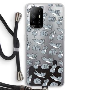 CaseCompany Poezen: Oppo A94 5G Transparant Hoesje met koord