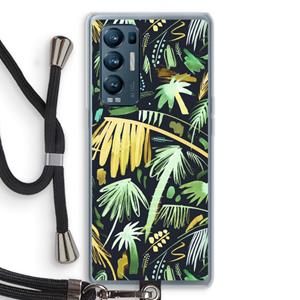 CaseCompany Tropical Palms Dark: Oppo Find X3 Neo Transparant Hoesje met koord