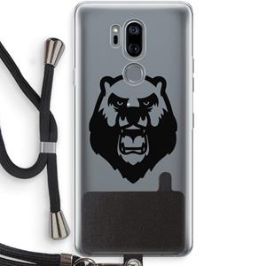 CaseCompany Angry Bear (black): LG G7 Thinq Transparant Hoesje met koord