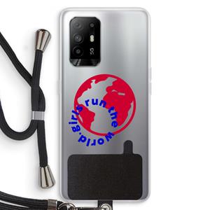 CaseCompany Run The World: Oppo A94 5G Transparant Hoesje met koord